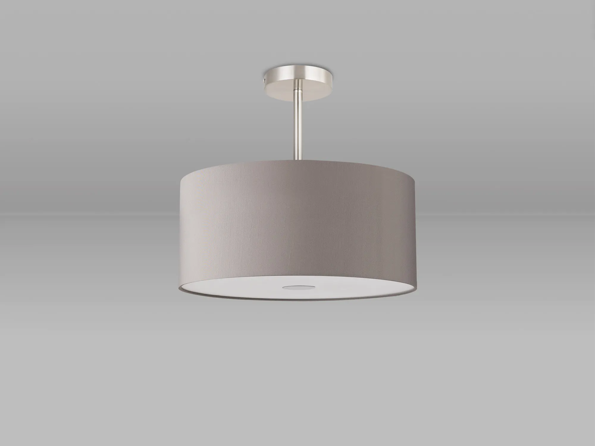 Baymont 40cm Semi Flush 3 Light Satin Nickel, Grey White Laminate, Frosted Diffuser DK0424  Deco Baymont SN GR